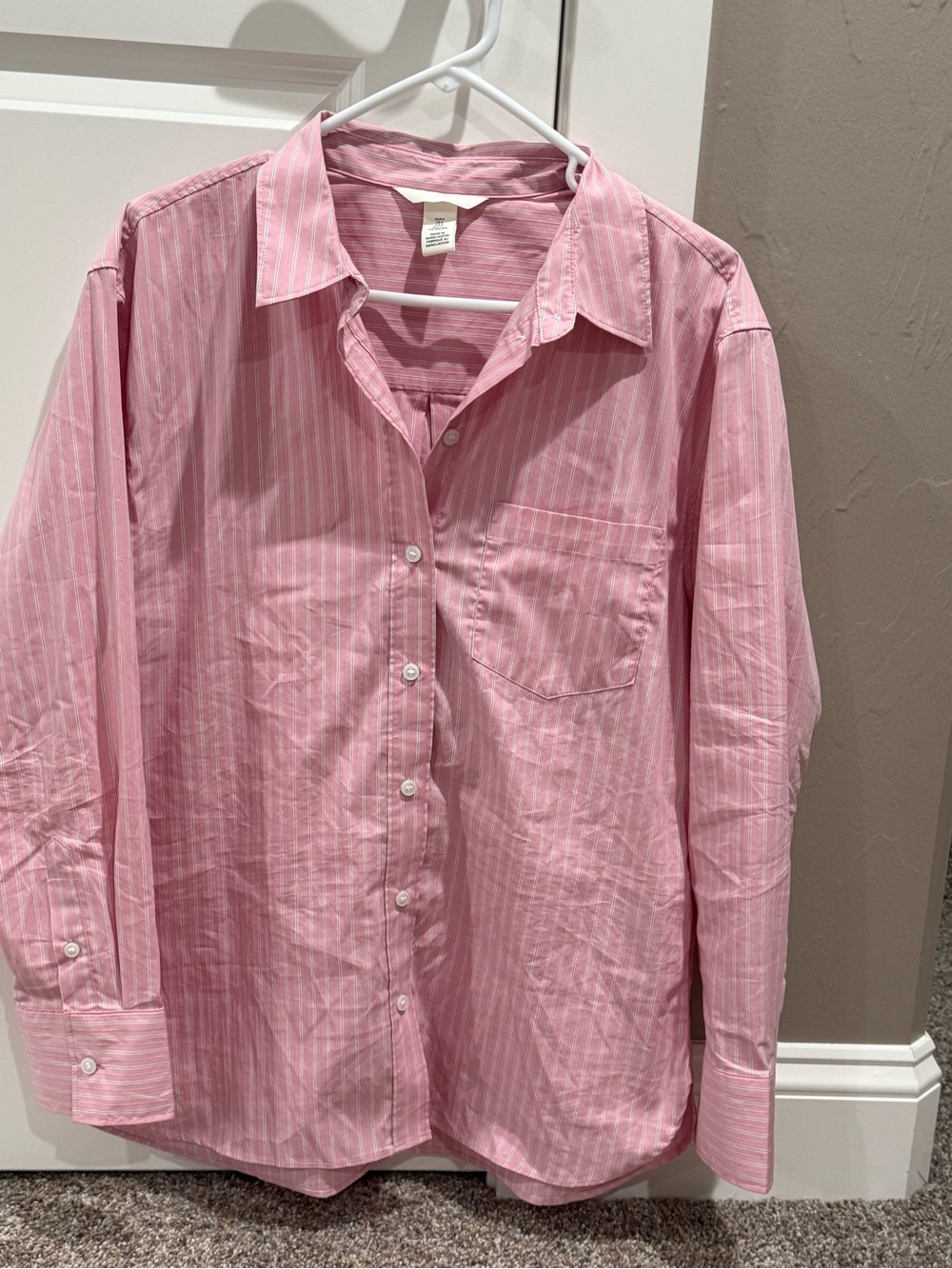 H&M Pink Striped Button-Up Blouse